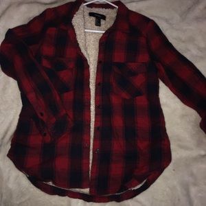 Long sleeve fuzzy flannel